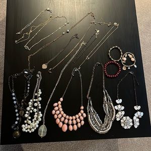 Mix of jewelry from kohl’s and Francesca’s and one Tiffany necklace